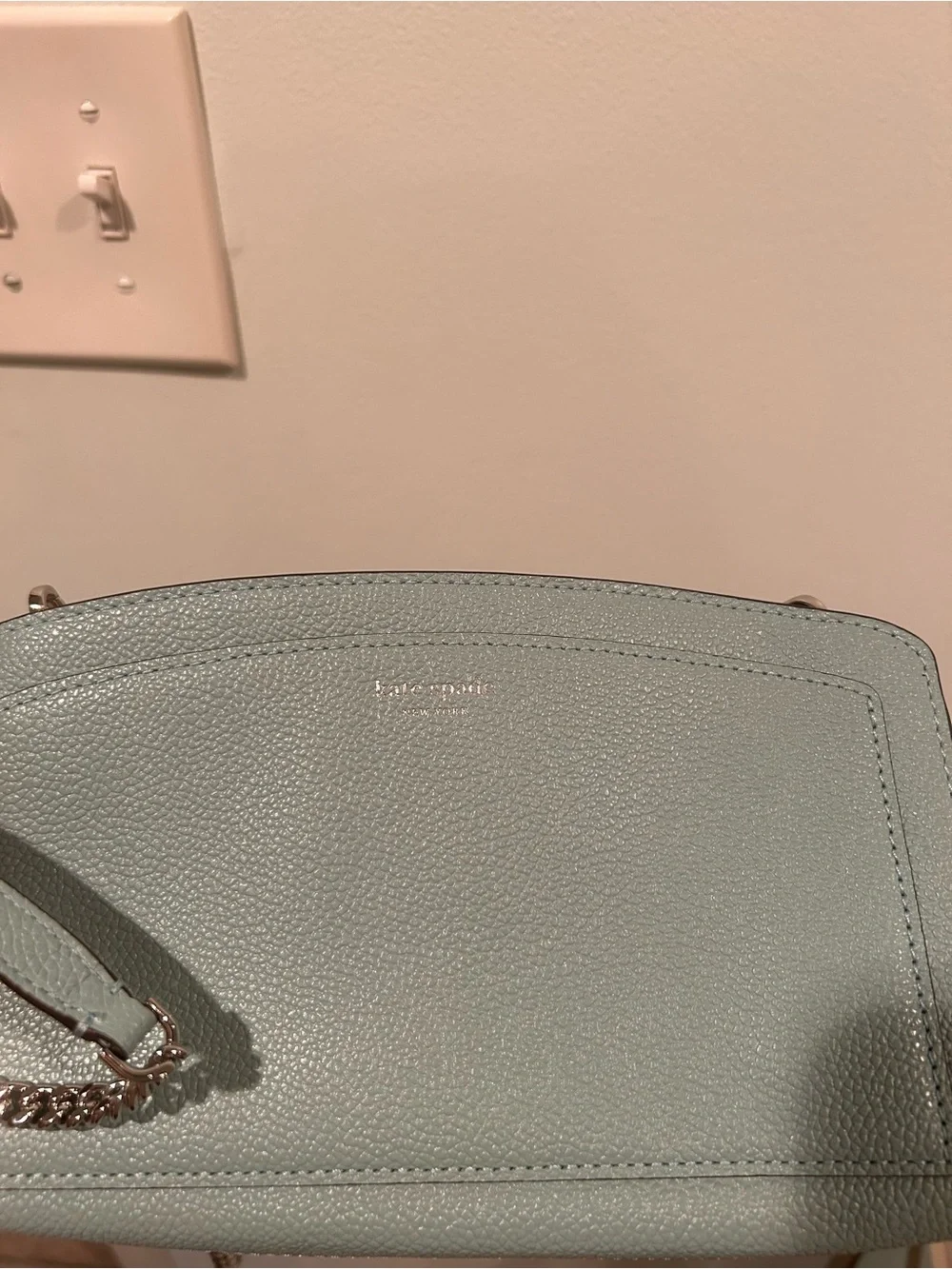kate spade Mint Teal Pebbled Leather Chain Crossbody